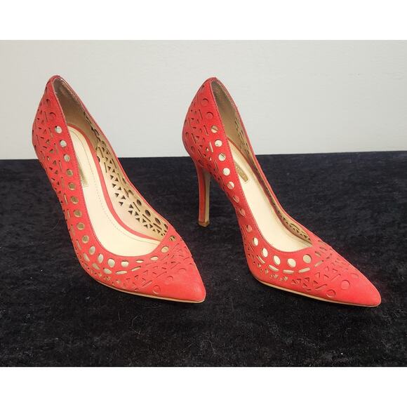 BCBGeneration Leather Red/Orange Pointed Toe Pumps-Size 5.5M - Picture 5 of 8